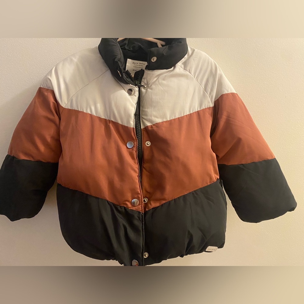 Zara baby Toddler girls Color Block Puffer winter Jacket size 3/4t